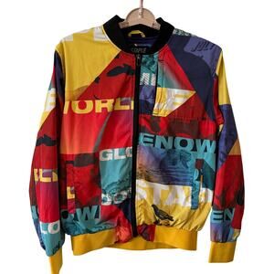 Staple Pigeon Jacket Men’s M Multicolor Bomber Global Print Zip-Up Streetwear